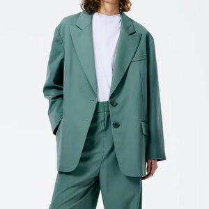 Tibi Tropical Wool Liam Blazer in Dark Mint Size XS NWT